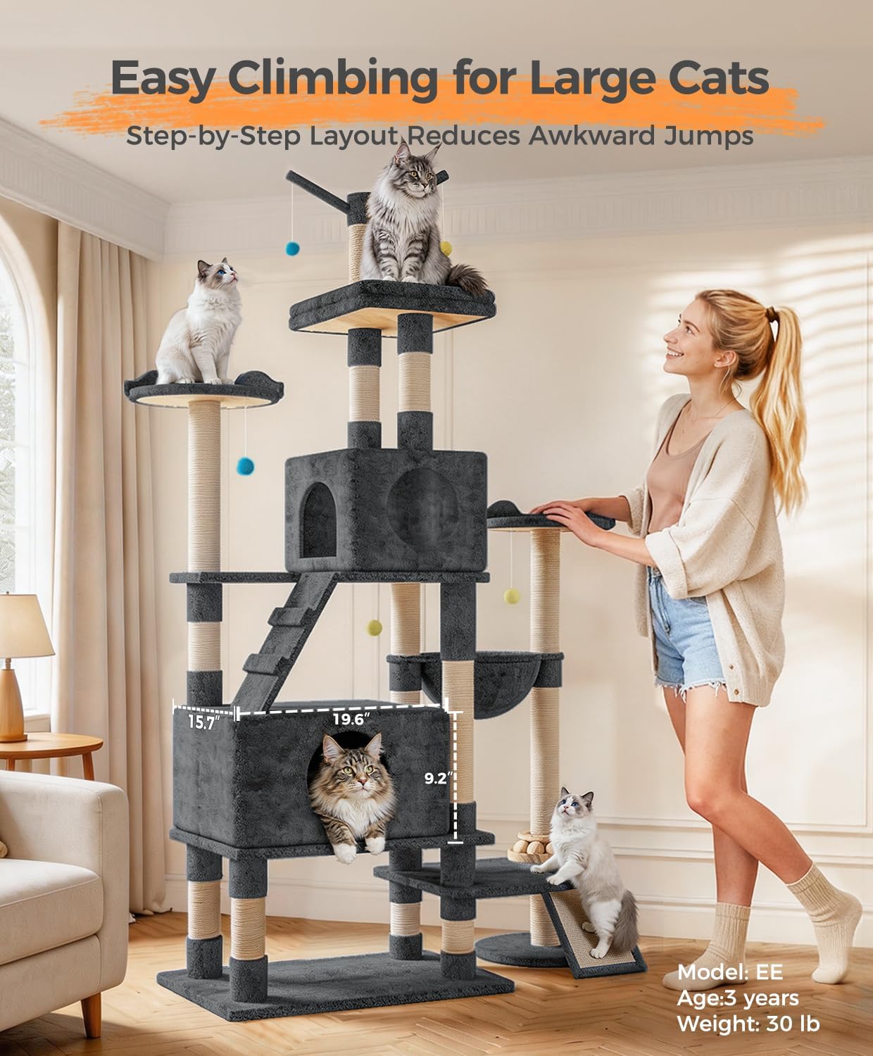 Detalle 1 de Cat Tree, 76-Inch Tower