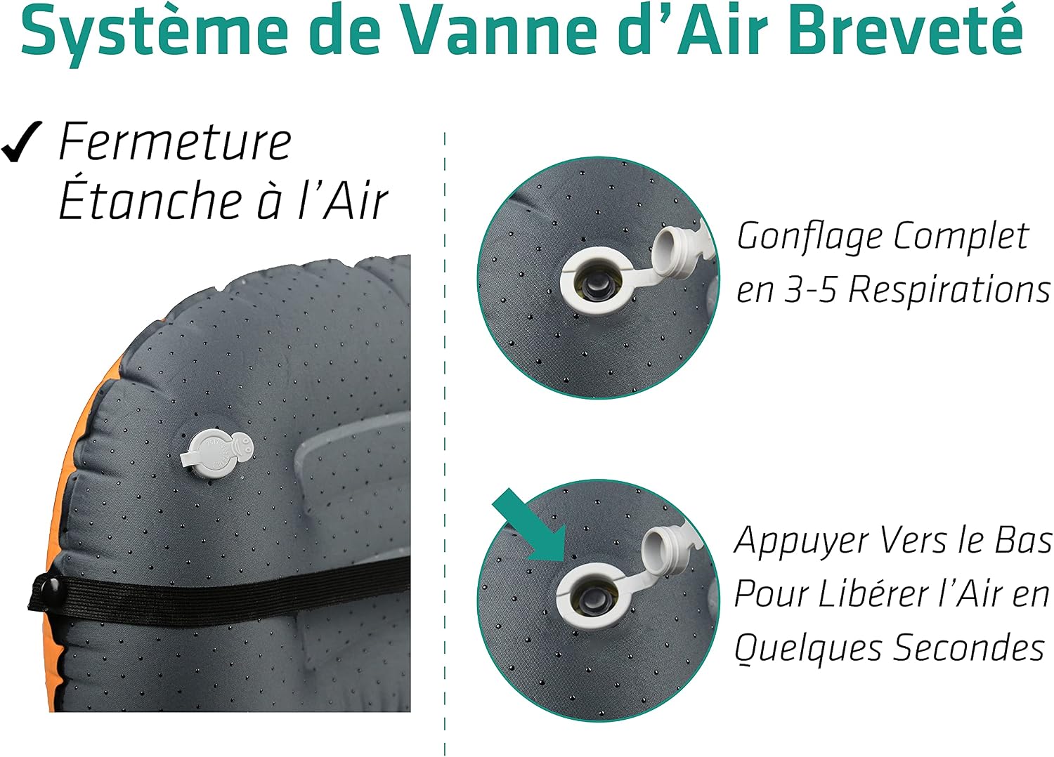 Detalle de TREKOLOGY Aluft 2.0 oreiller de camping gonflable ultraléger