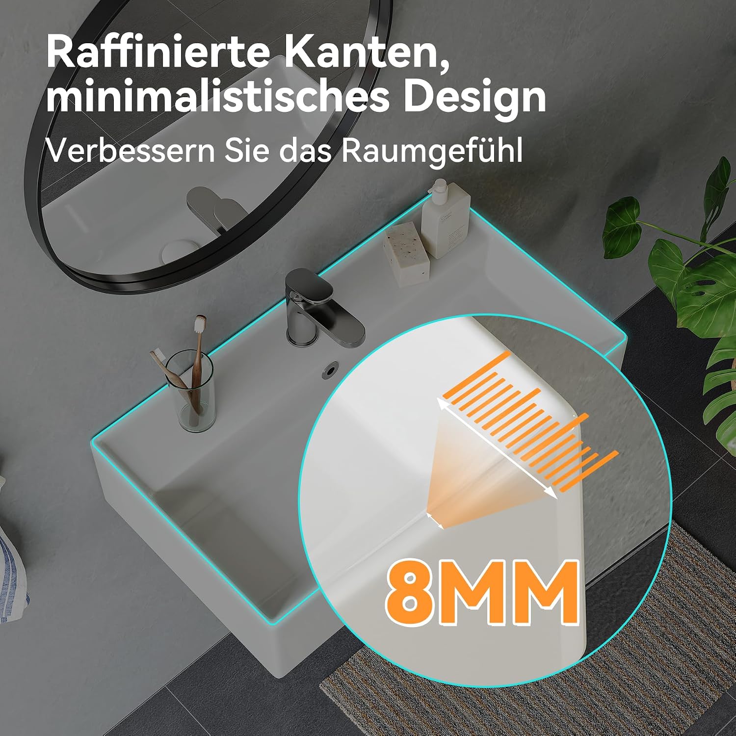 Detalle 2 de HOROW Waschbecken mit dünnem Rand, 55 cm