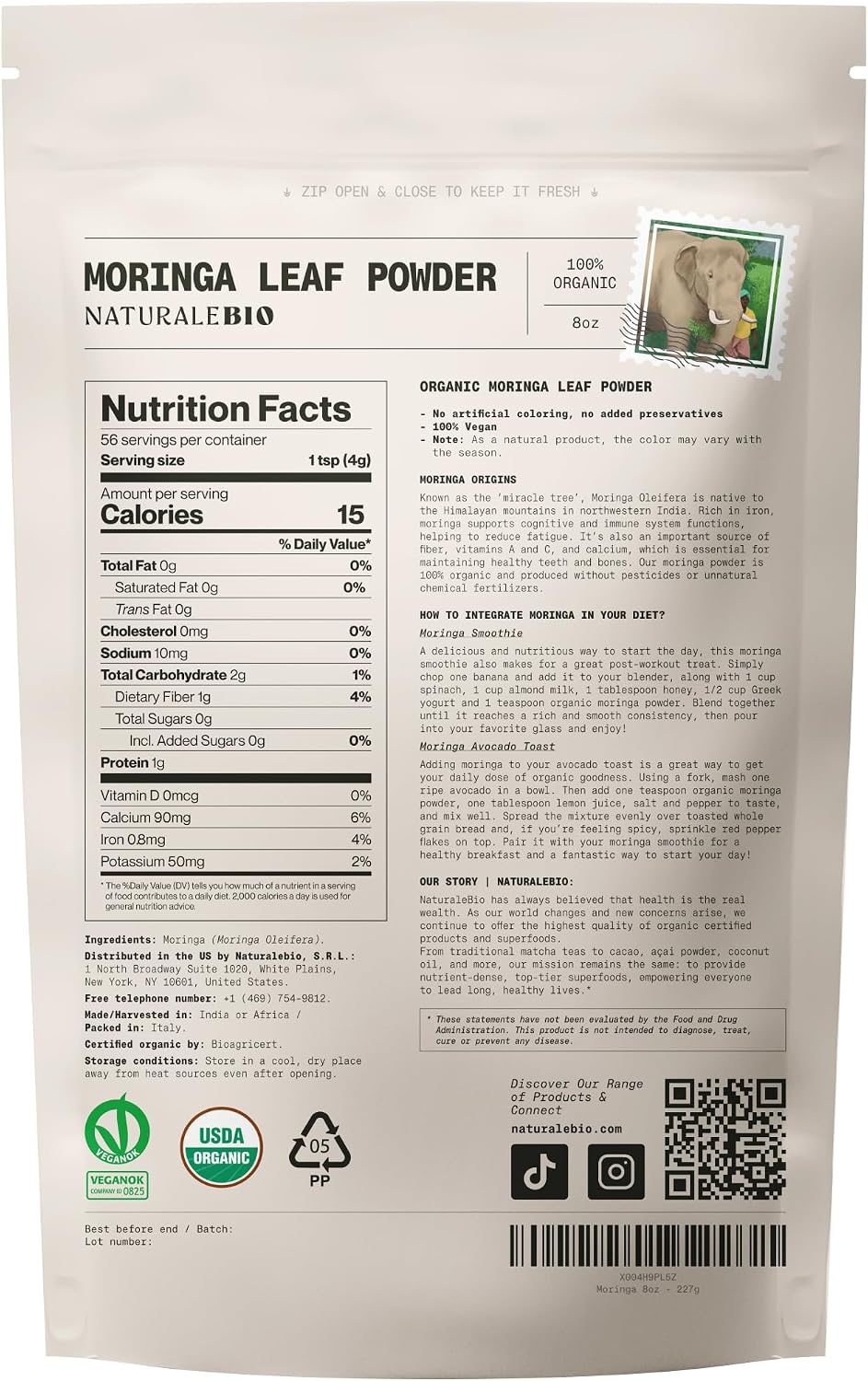 Detalle 2 de NaturaleBio Moringa Powder 8 oz