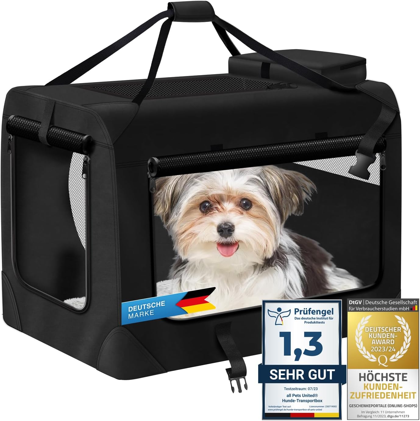 Detalle de All Pets United Hunde-Transportbox – faltbare Transporttasche für Hunde und Katzen (S, 49x34x34 cm)