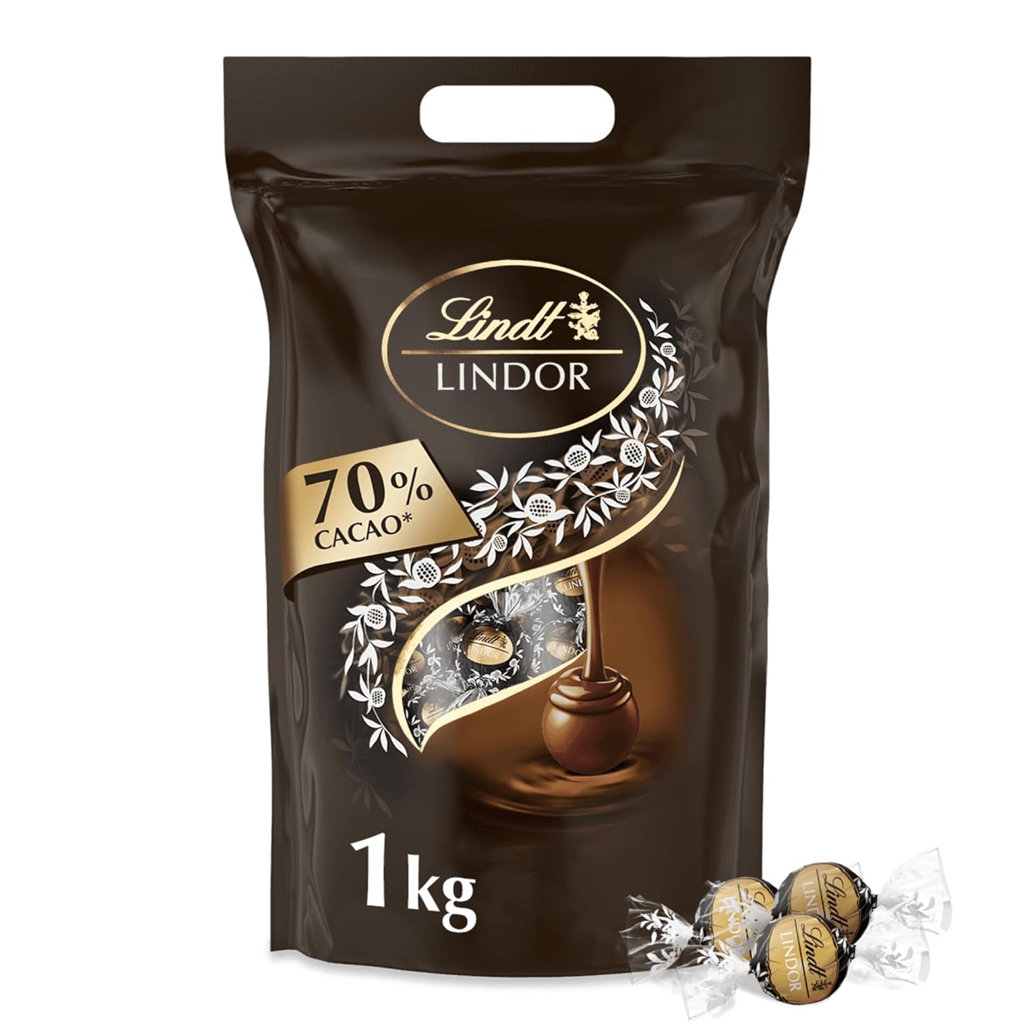 Detalle de Lindt LINDOR Extra Dunkel Schokoladen Kugeln – 1 kg Großpackung