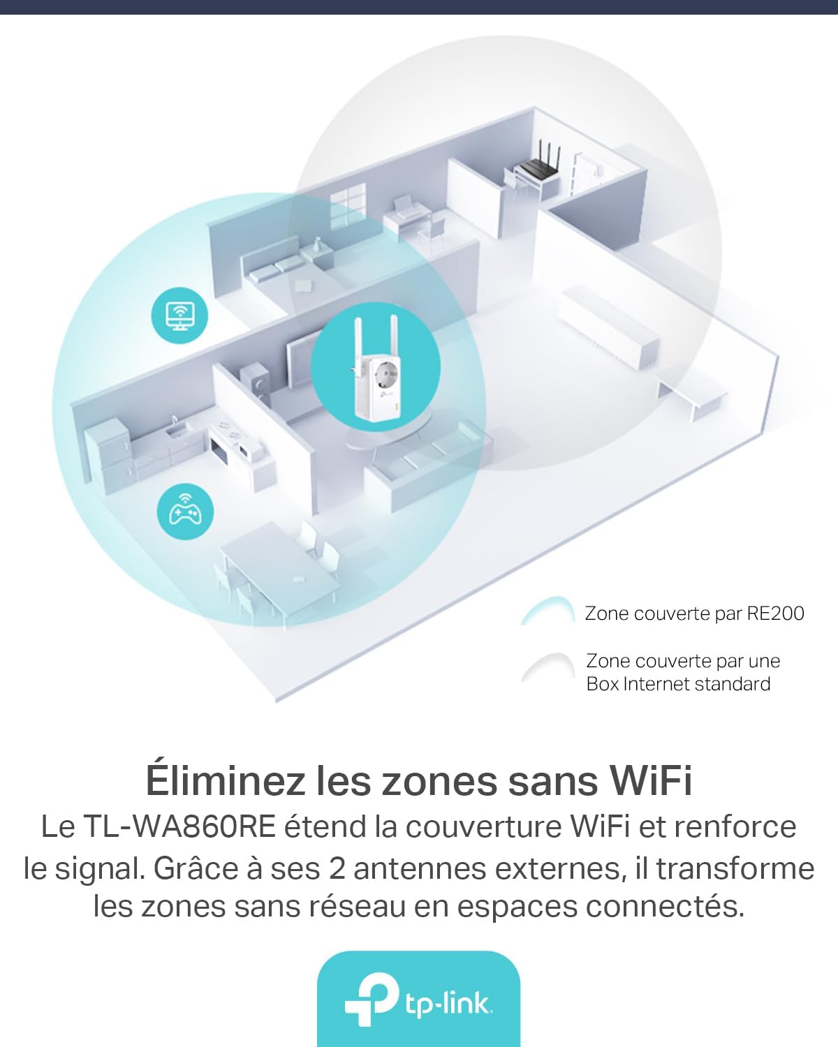 Thumbnail 1 de TP-Link TL-WA860RE : répéteur Wi‑Fi N jusqu’à 300 Mbps avec prise intégrée et port Ethernet