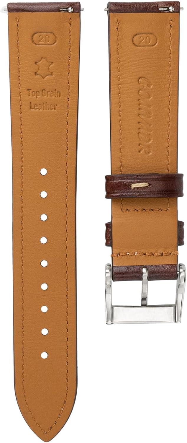 Detalle de Gomvadr Quick Release Leder-Uhrenarmband – Zweifarbiges, öl-gegerbtes Lederband 18–22 mm