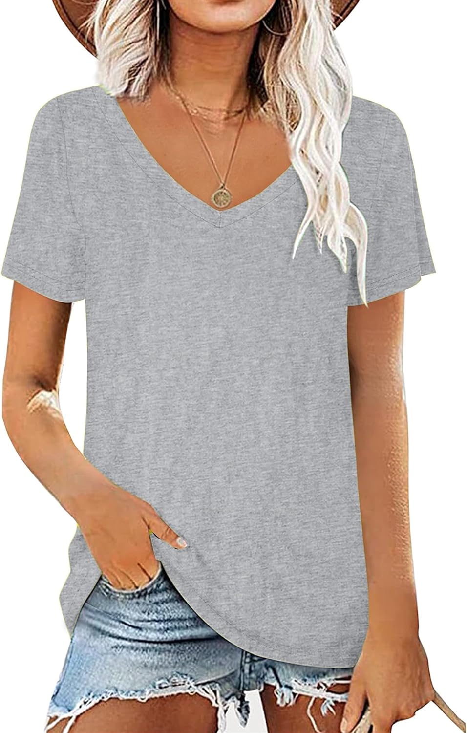 Thumbnail 4 de AirMood T-shirt d'été décontracté à manches courtes et col en V pour femme