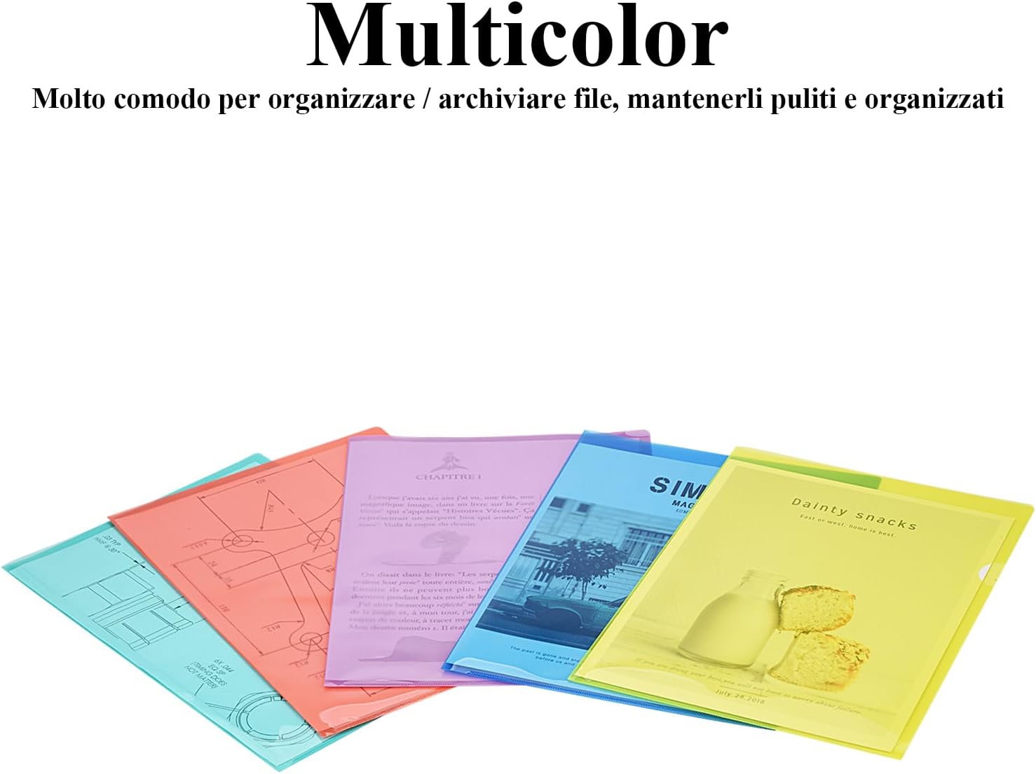 Thumbnail 2 de ZCZN Cartelline Portadocumenti A4 in Plastica, 14 pezzi, 7 colori brillanti, 31 cm x 22 cm