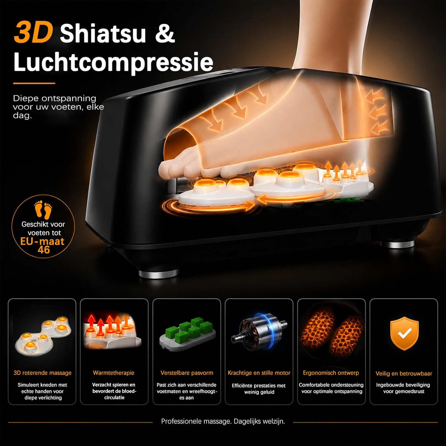 Detalle 2 de MOUNTRAX voetmassageapparaat met warmte, shiatsu en 3D-kneden tot maat 46