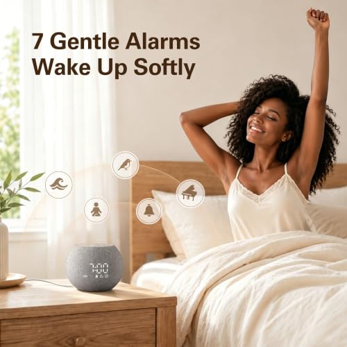 Detalle de Zarler White Noise Machine for Adults with 25 Sounds, Night Light and Alarm Clock