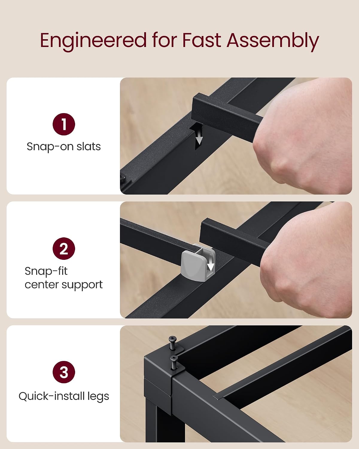 Detalle de VASAGLE King Metal Bed Frame, 14-Inch Height