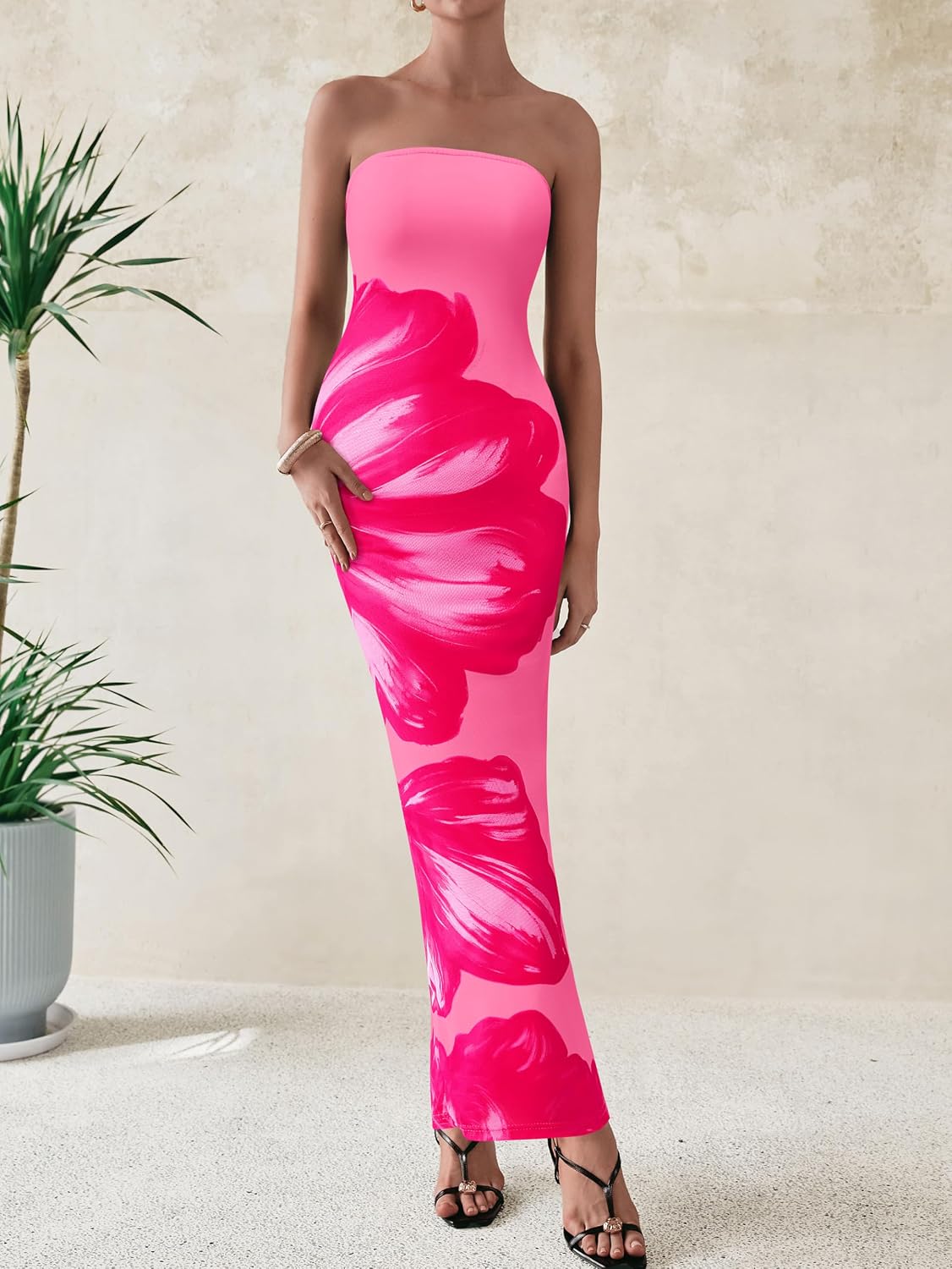 Thumbnail 4 de PrettyGarden Floral Strapless Maxi Dress