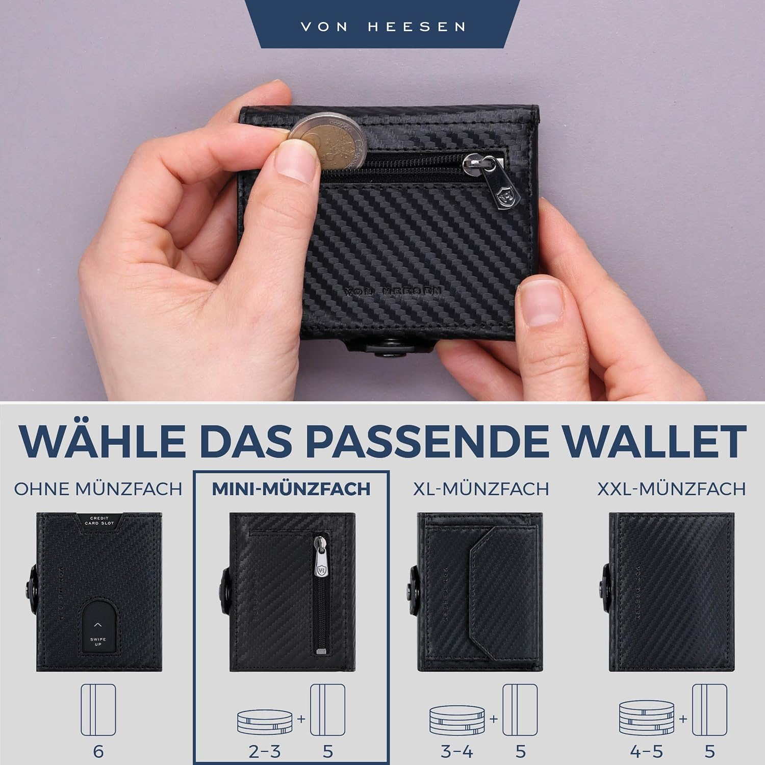 Thumbnail 2 de VON HEESEN Slim Wallet 9 x 7 x 1,5 cm 👛