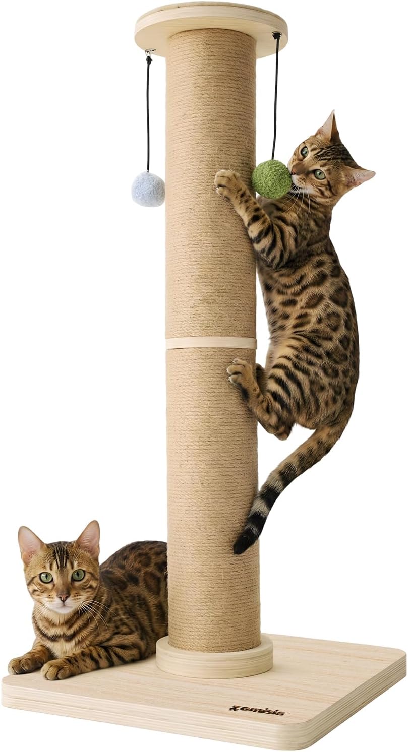 Detalle de ZOMISIA USC0301 35-Inch Cat Scratching Post with Sisal and Wooden Base