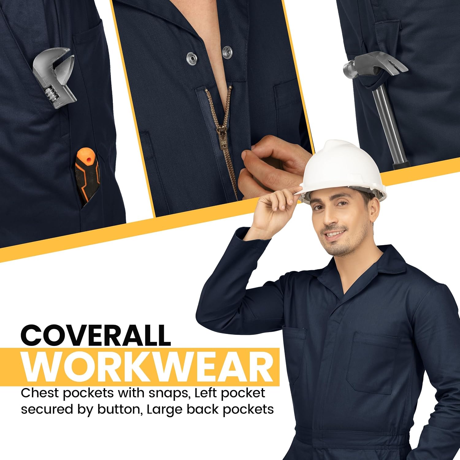 Detalle de NY Threads Cotton Blend Coveralls for Men, Relaxed-Fit Work Jumpsuit
