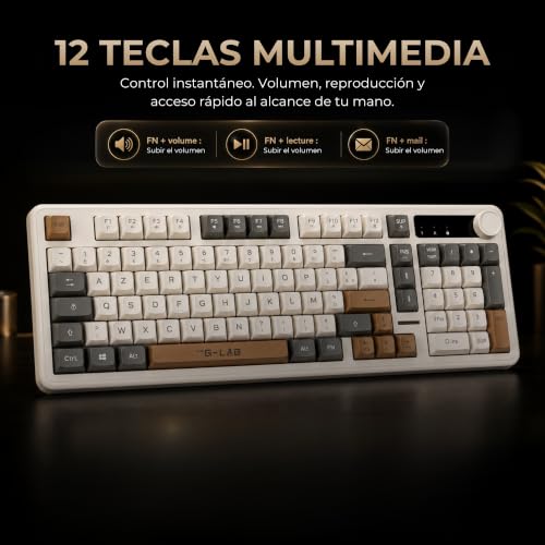 Detalle 2 de The G-Lab Keyz Caesium EX 3C, teclado gaming USB 98% Rainbow con Ñ