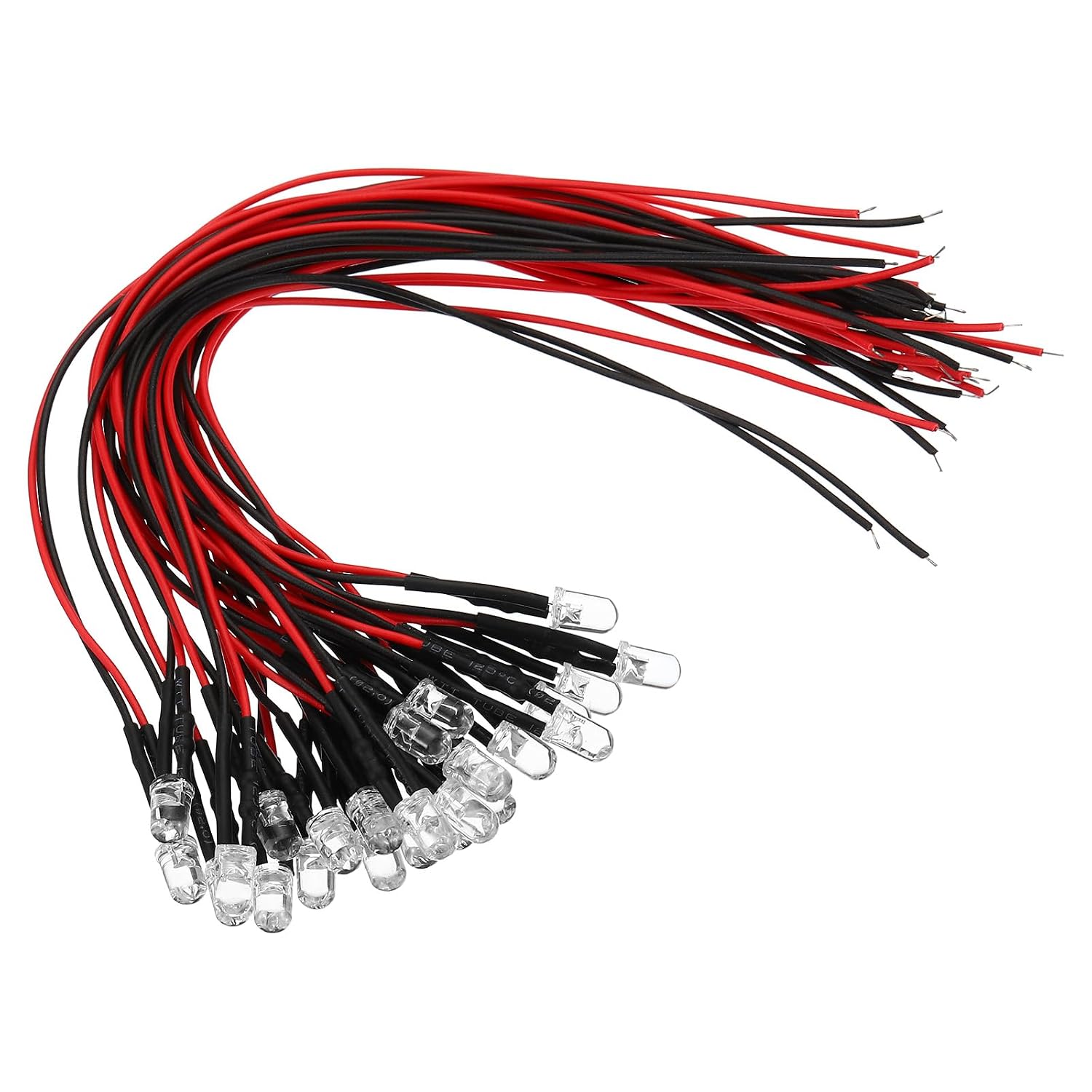PATIKIL 3V-6V 5mm LED Light Emitting Diodes, 24 Pack – Pre-Wired Warm White for DIY Projects