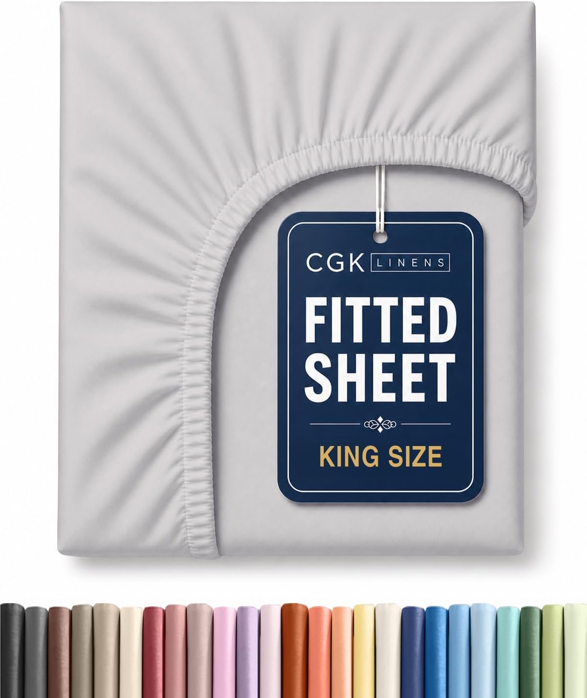Detalle de King Fitted Bed Sheet - Bottom Single Fitted Sheet (16" Deep Pockets) in French Grey