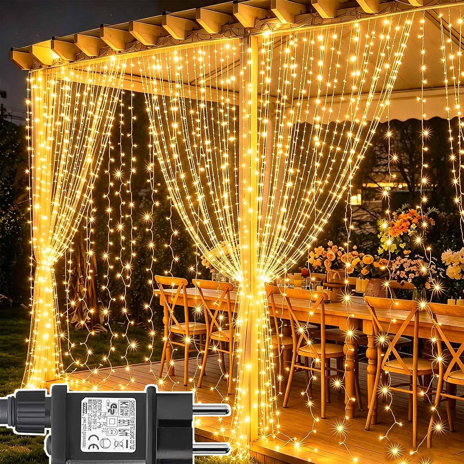 Detalle de Joycome SW-LSL-3X6-600 lichtgordijn met 600 warmwitte leds en 8 modi