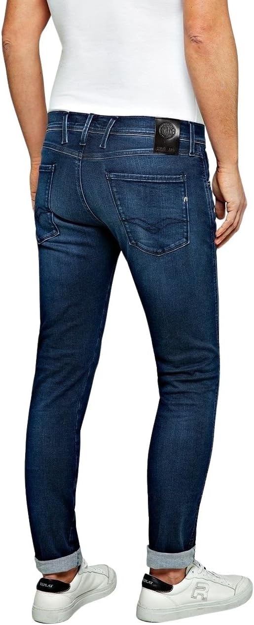 Detalle de Replay Herren Jeans Anbass Hyperflex Colour Xlite – Slim Fit mit Stretch