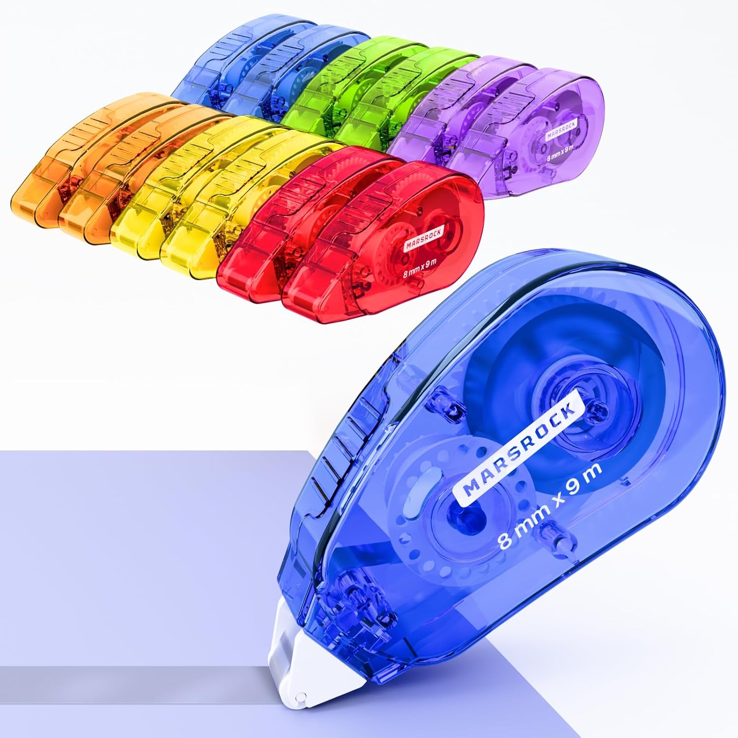 Marsrock Glue Tape Roller 12 Pack — double sided craft adhesive rollers (8mm x 9m)