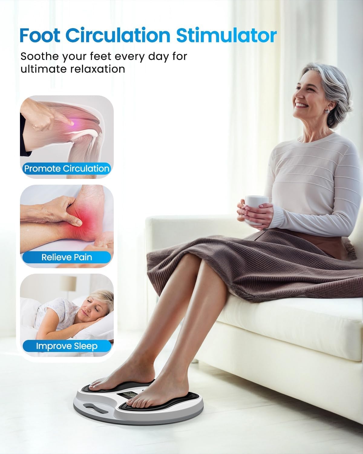 Detalle de EMS Foot Massager for Neuropathy: NMES Foot Stimulator with 4 TENS Pads