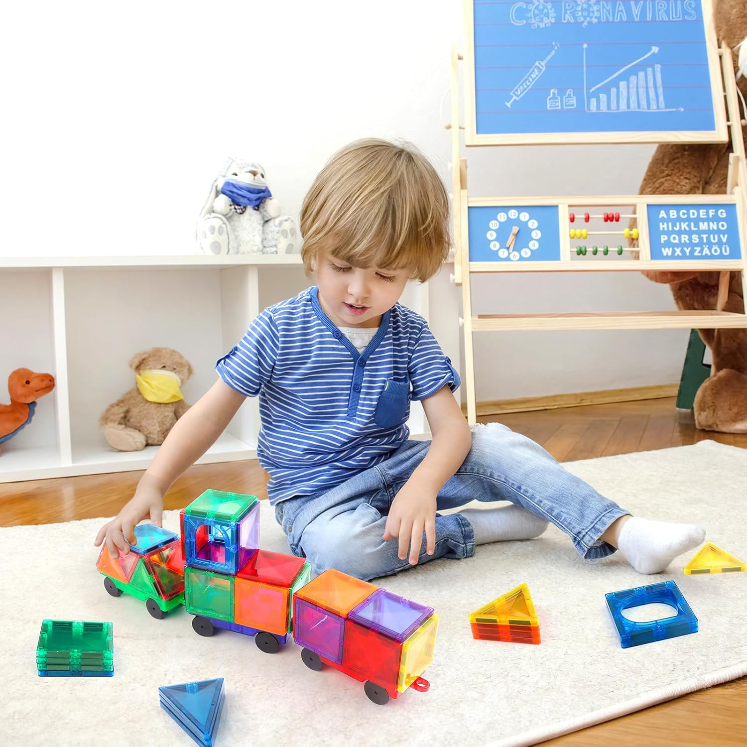 Thumbnail 5 de Magnetic Tiles Cars Baby Toys - 4 PCS Magnetic Car Set for Creative Building