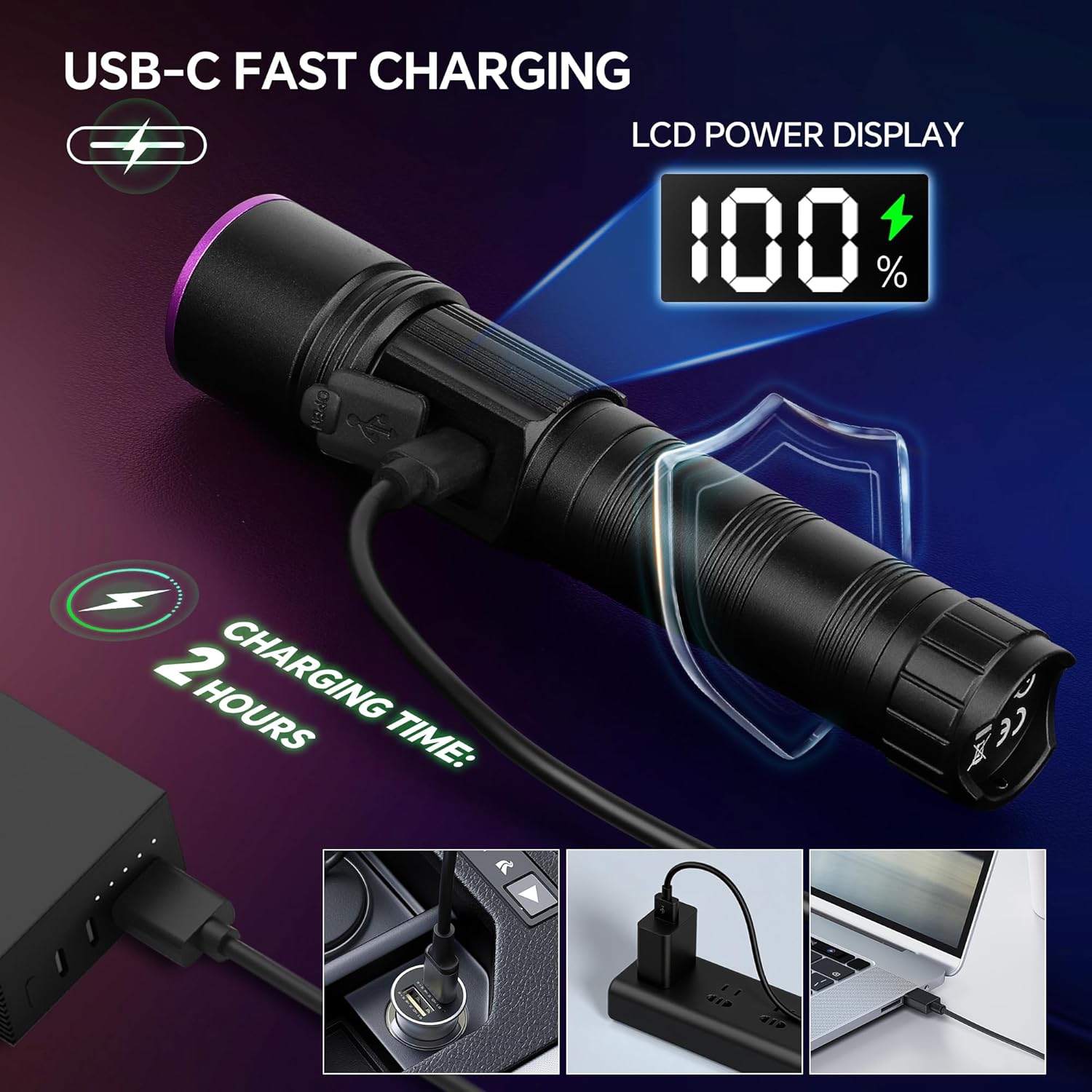 Thumbnail 2 de TrixDock UV Torch 365nm Black Light (Rechargeable) with LCD Display