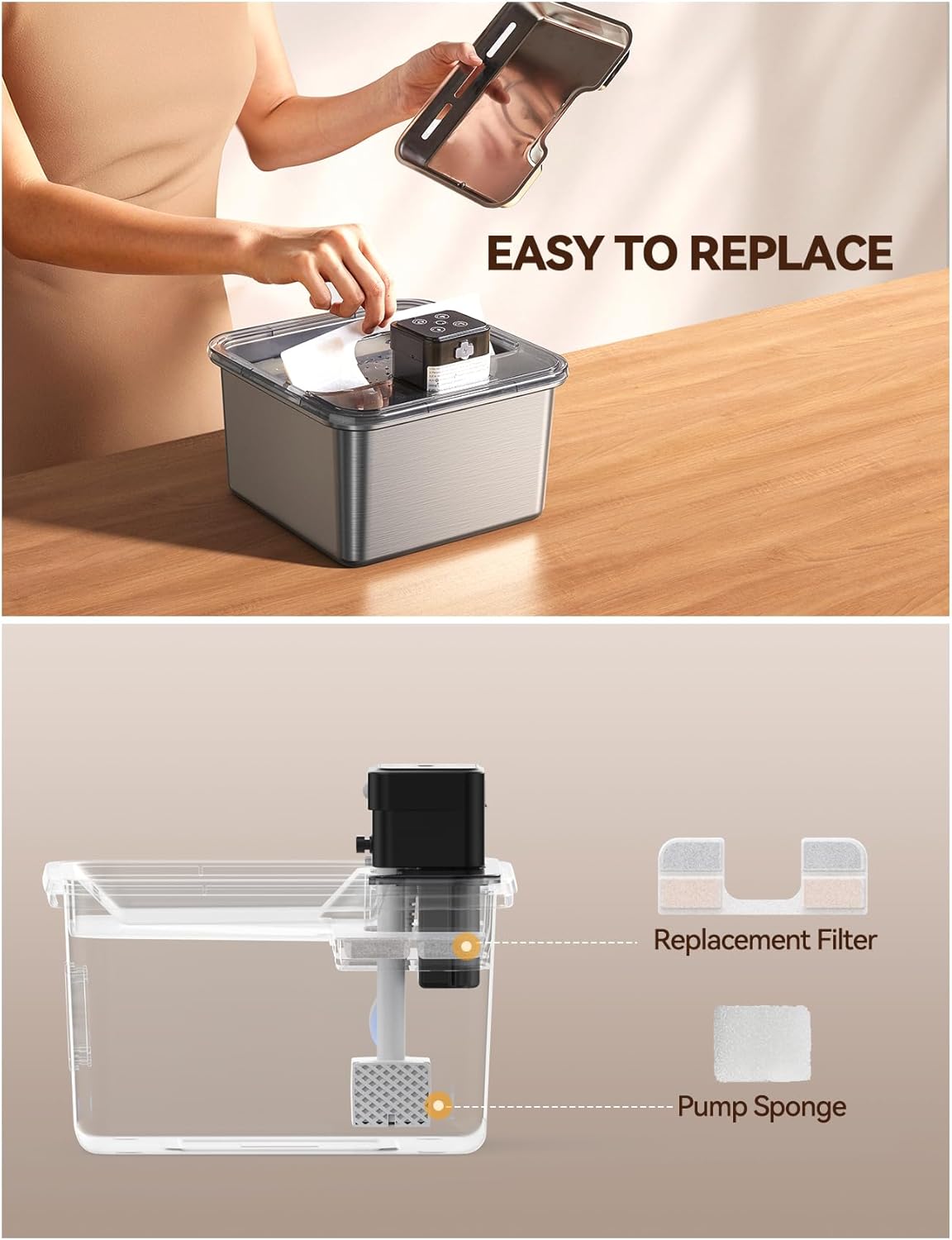 Thumbnail 3 de Lot FEELNEEDY FN-W17 : 6 filtres de rechange + 6 éponges pour fontaine à eau pour chat (3,2 l)