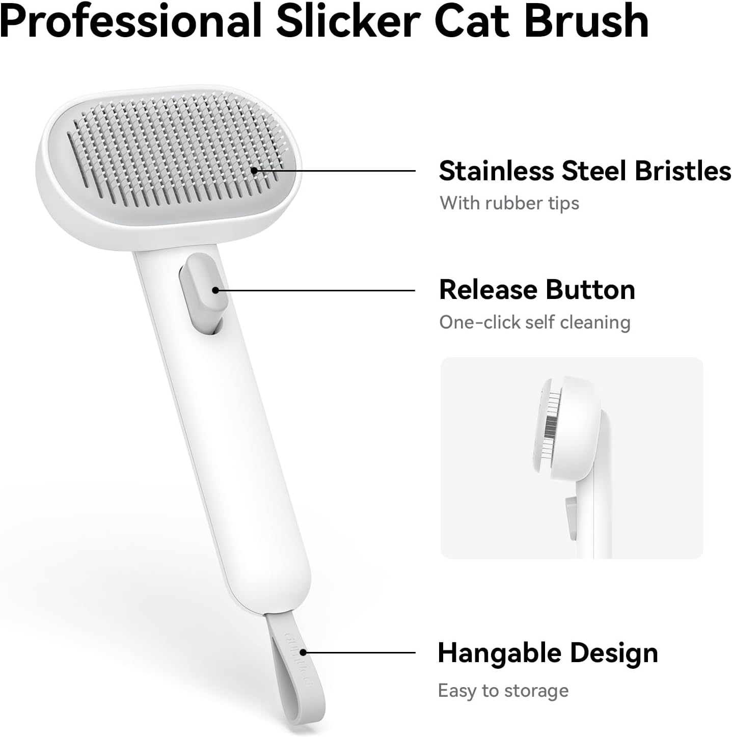 Detalle 2 de Aumuca Cat Brush shedding 304 stainless 🐾