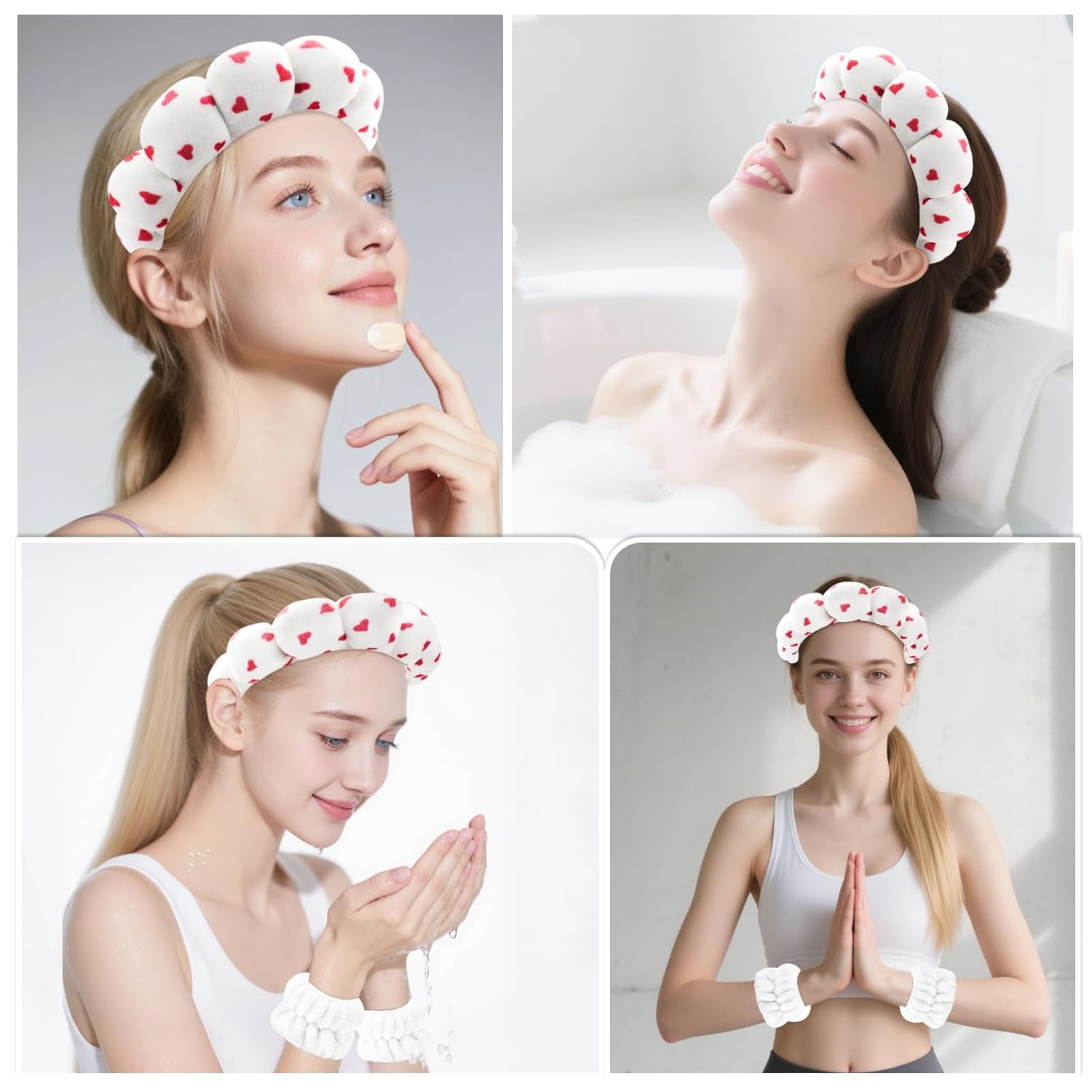 Thumbnail 3 de Zkptops Spa Headband and Wristband Set for Washing Face – Velvet, Sponge–Lined, Non-Slip Haircare Accessory