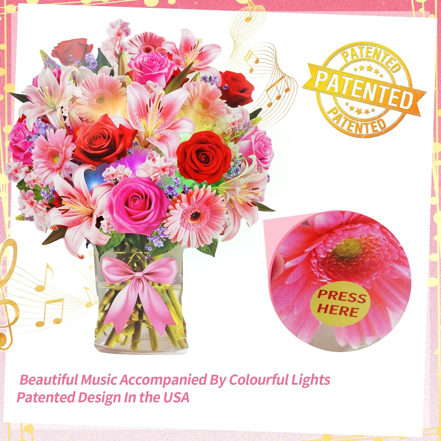 Detalle de XTF2015 C046-054 3D Pop-Up Bouquet Card with Music and Lights