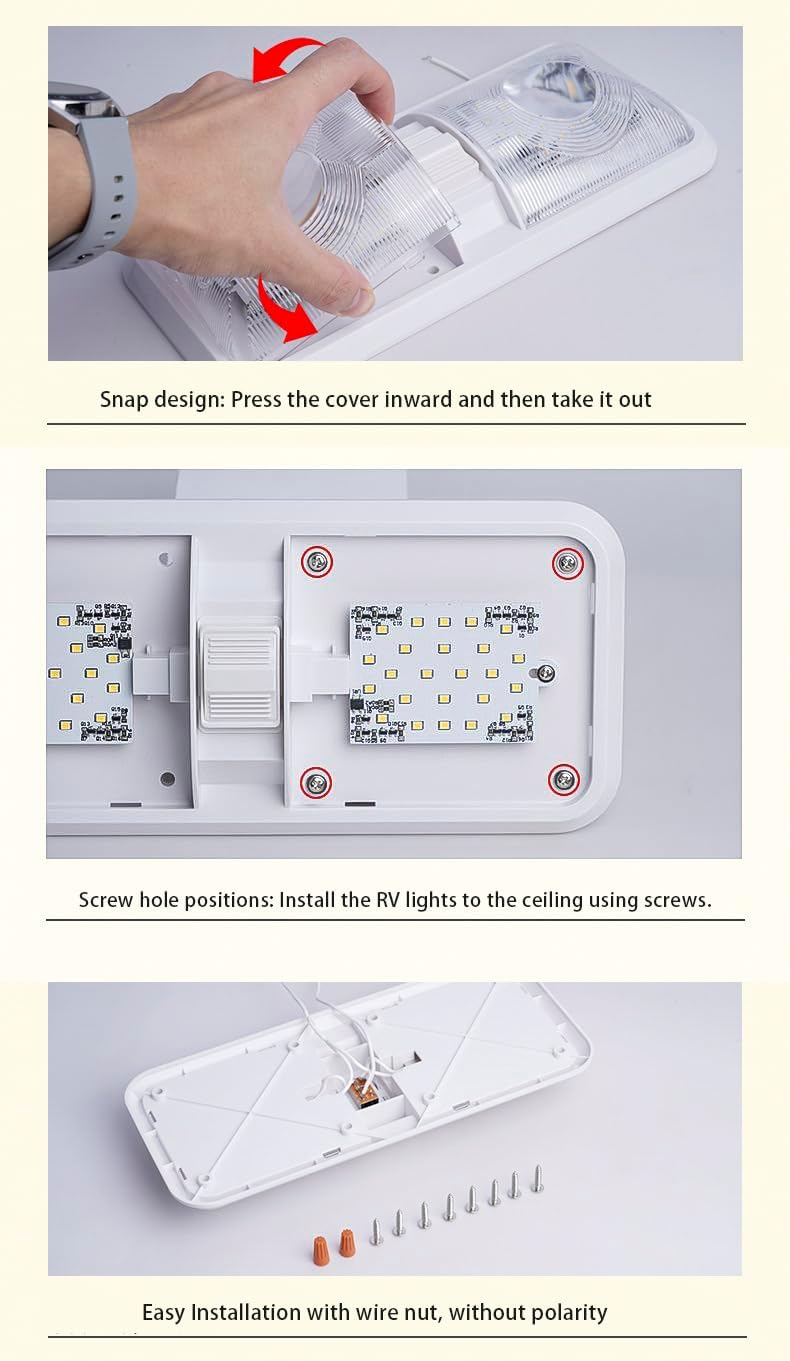 Detalle de ANYPOWK A-2 12V RV LED Lights, 4500K, 600 lm, Pack of 2