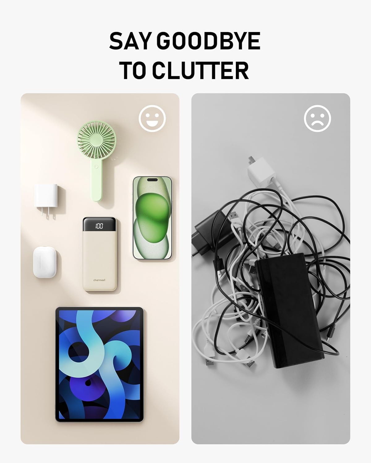 Thumbnail 3 de Charmast Portable Charger with Built-in 4 Cables, 10,000mAh USB-C Power Bank (6 Outputs, 3 Inputs)