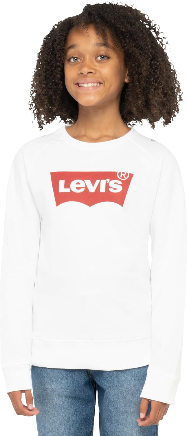 Detalle de Levi’s Kids Lvg Key Item Logo Crew Girl’s sweatshirt with batwing logo