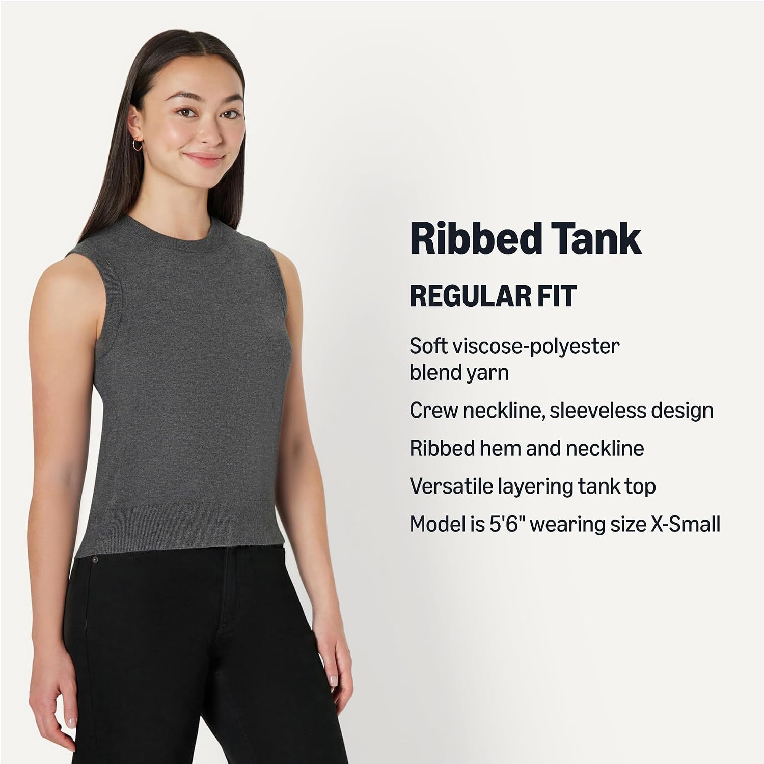 Detalle de Amazon Essentials Damen Strick-Tanktop mit Rundhalsausschnitt aus Viskose-Mischgarn – Regular Fit