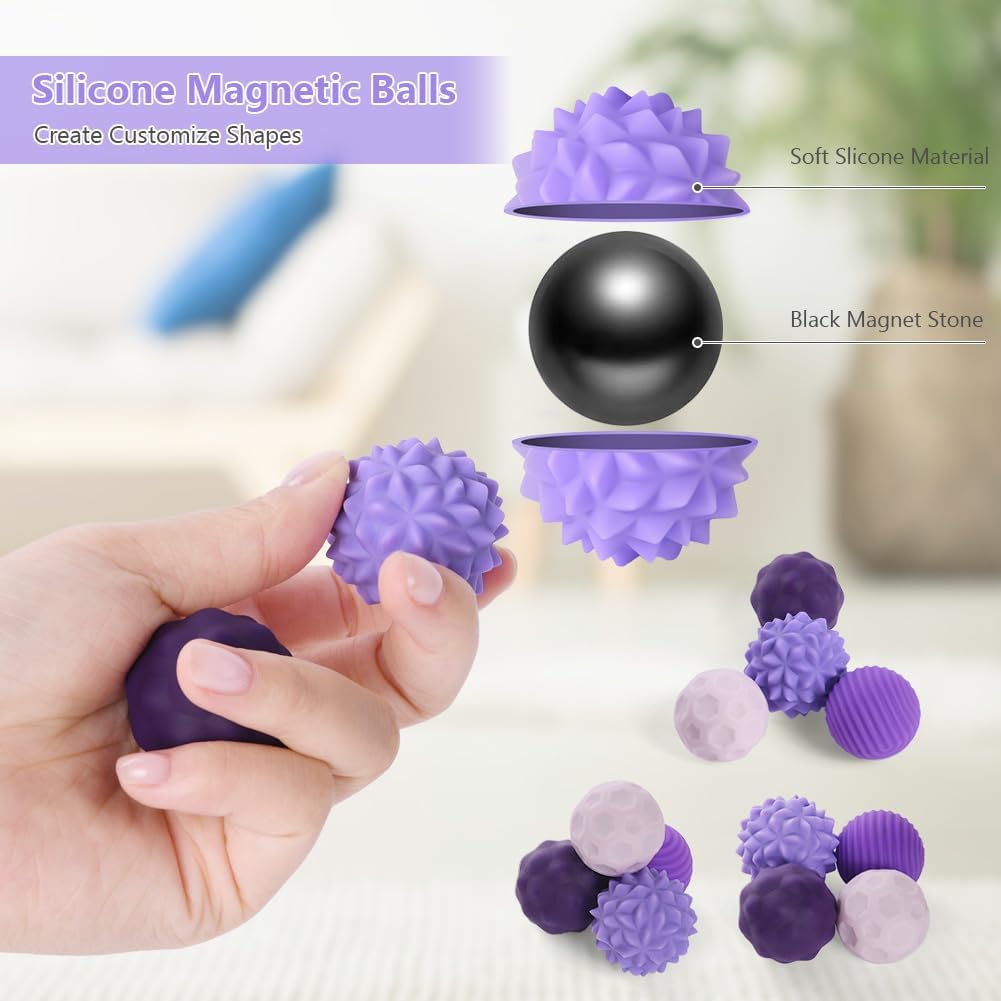 Detalle de Ainiv FL608 magnetisch fidgetspeelgoed, 4 siliconen ballen met textuur