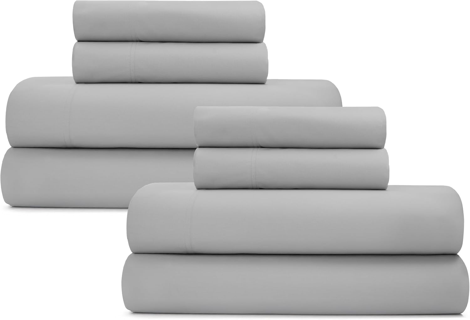 Detalle de California Design Den Pack of 2 Full Size Organic Cotton Percale Bed Sheets Set in Light Grey