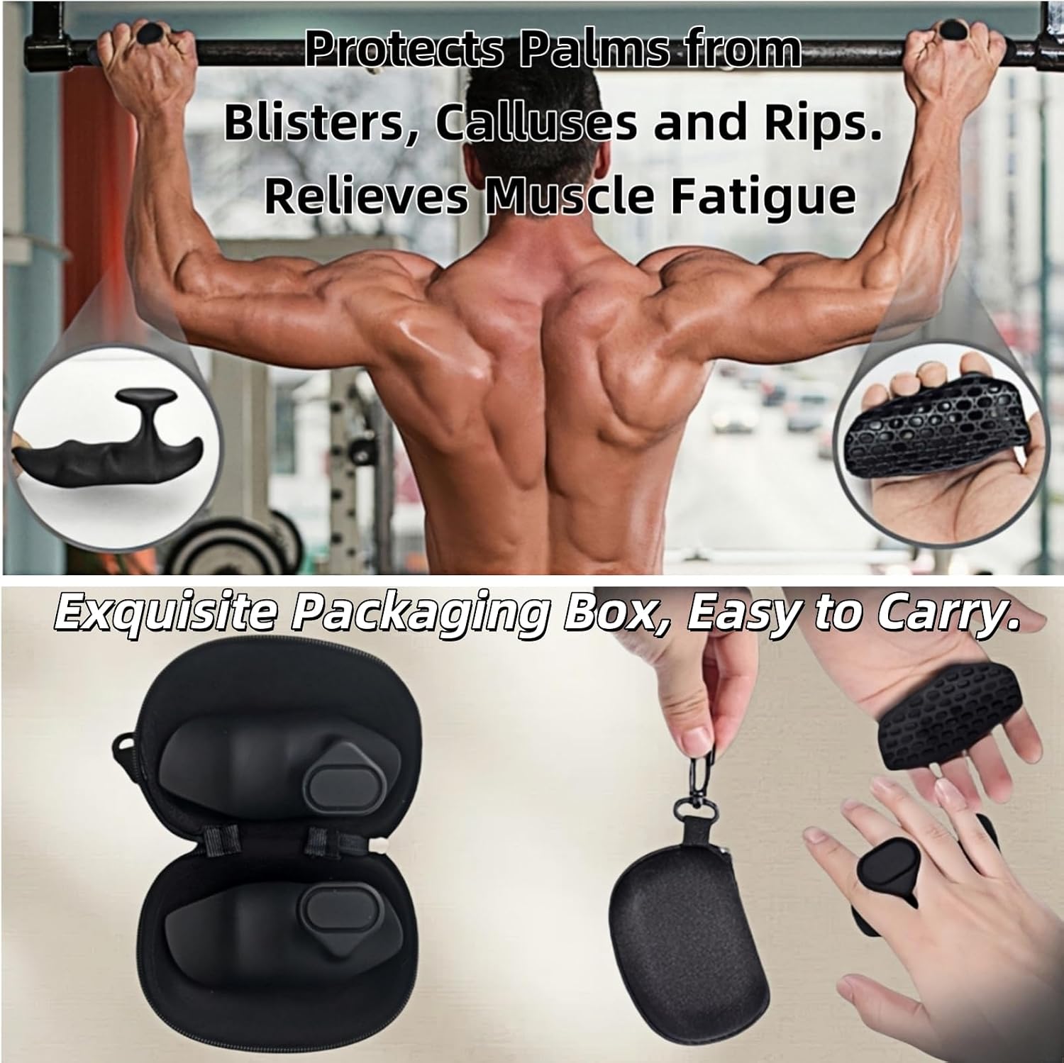 Detalle de Jopplim Anti-Slip Workout Grips, Silicone Palm Pads for Weight Training