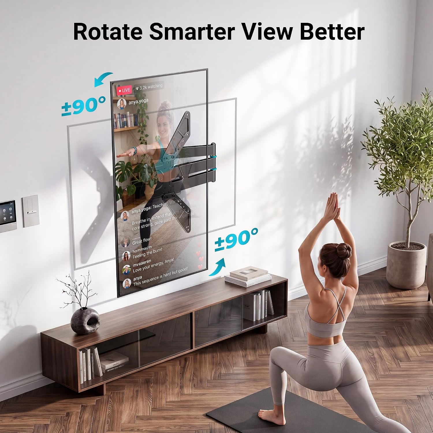Detalle de BONTEC TV Wall Bracket with 838mm Long Arm — Full Motion Corner Mount for 32–75 inch TVs
