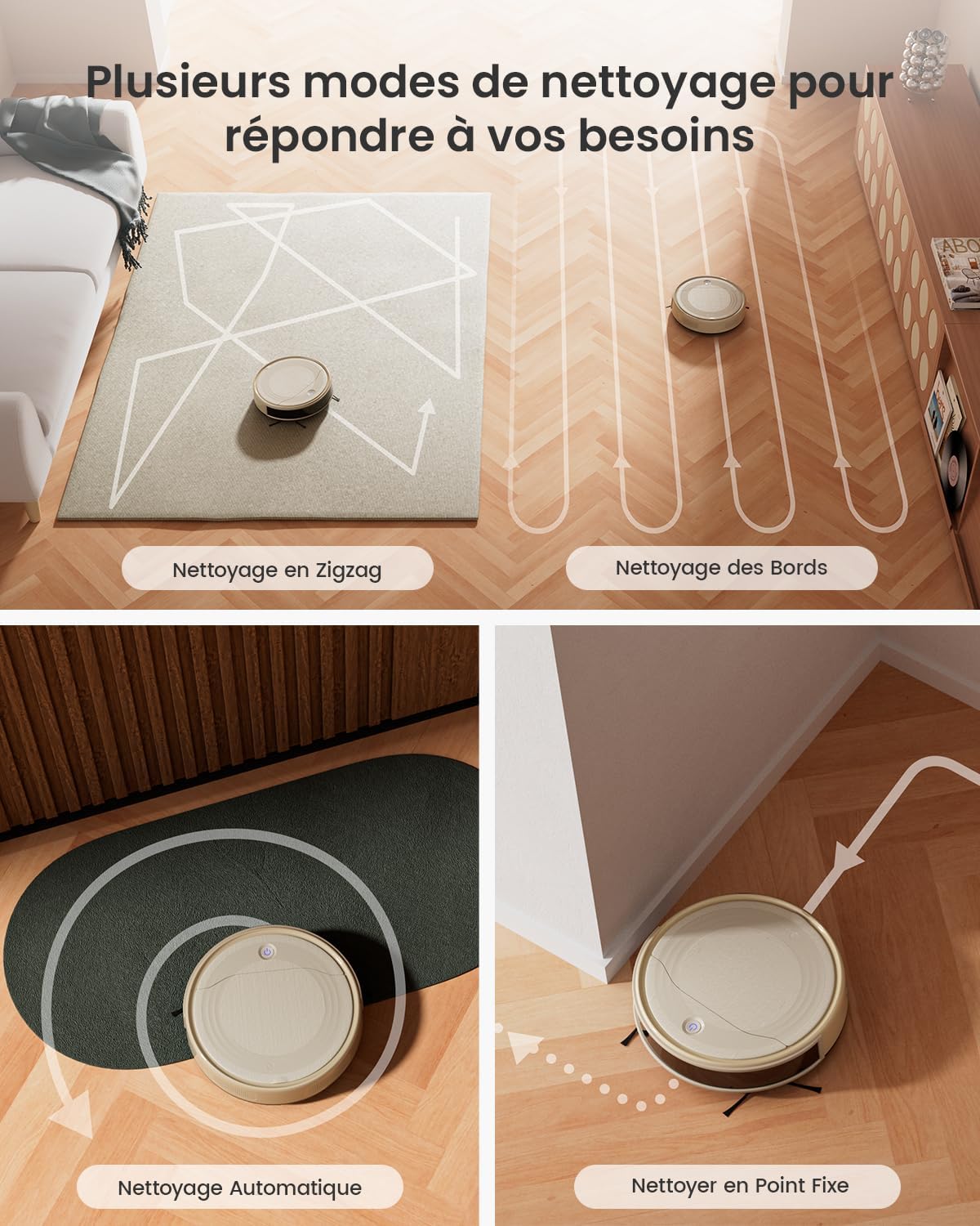 Detalle de Lefant M310 : aspirateur robot silencieux 4500 Pa, antienchevêtrement et évitement d’obstacles