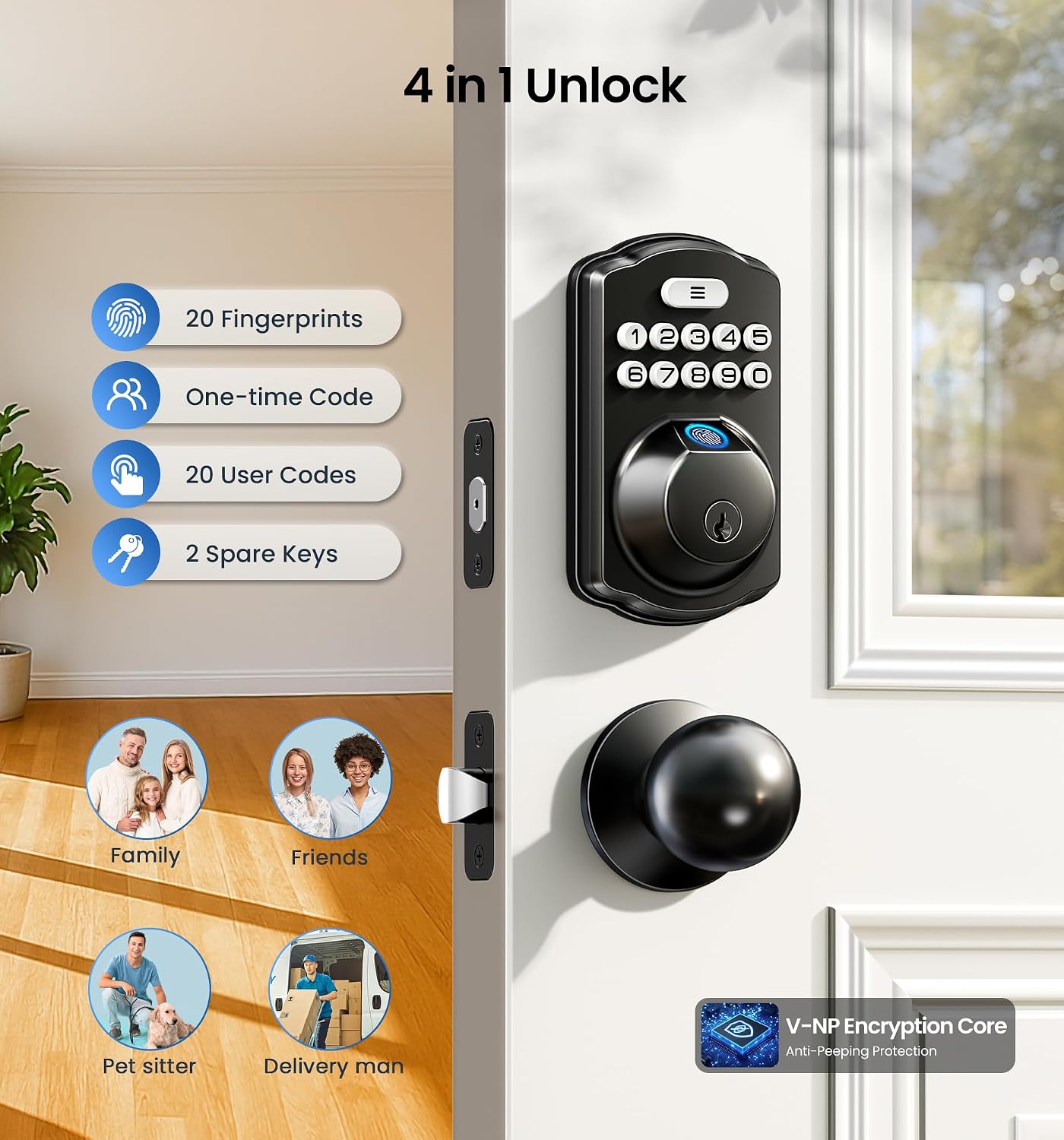 Detalle de Veise Fingerprint Deadbolt Door Lock