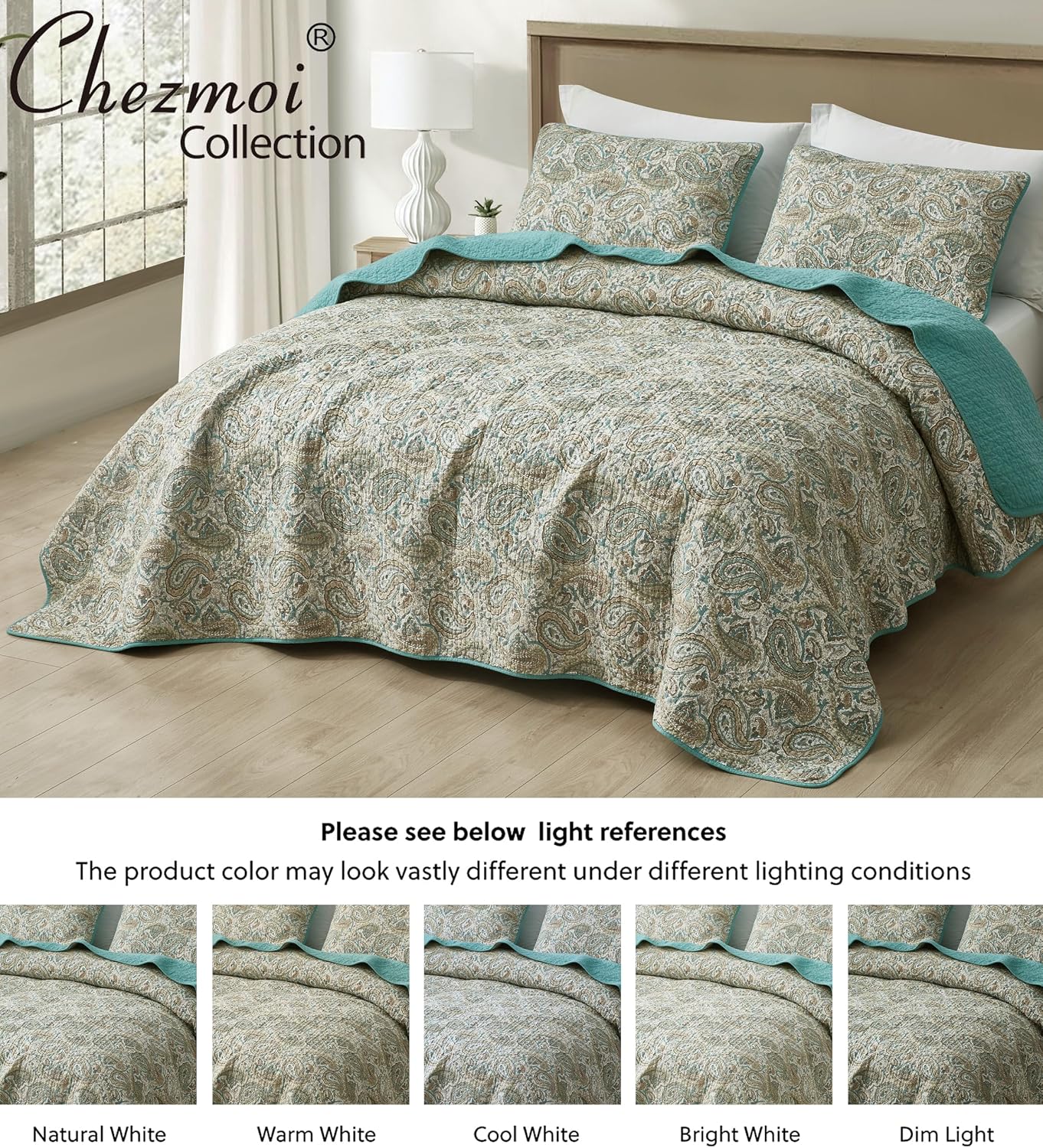 Detalle 1 de Chezmoi Collection Cotton Quilt Set, Twin Size