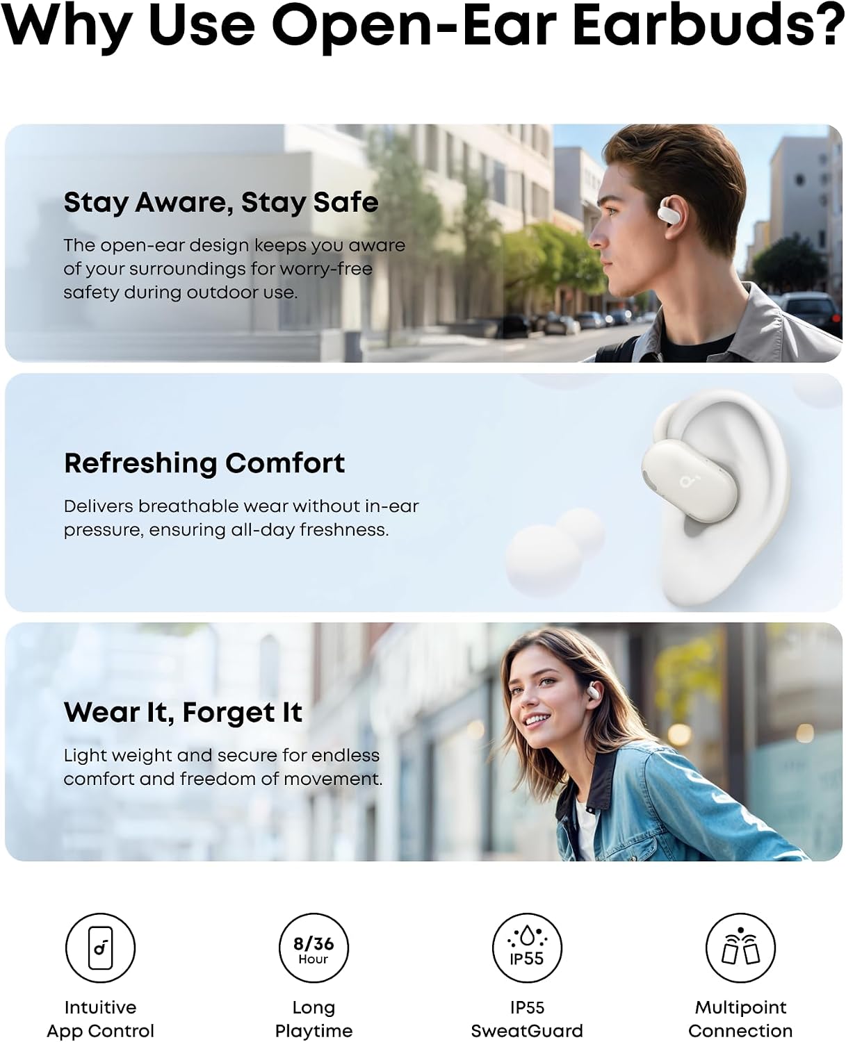Thumbnail 6 de Soundcore V20i A3876R Open-Ear Earbuds, Bluetooth 5.4, IP55