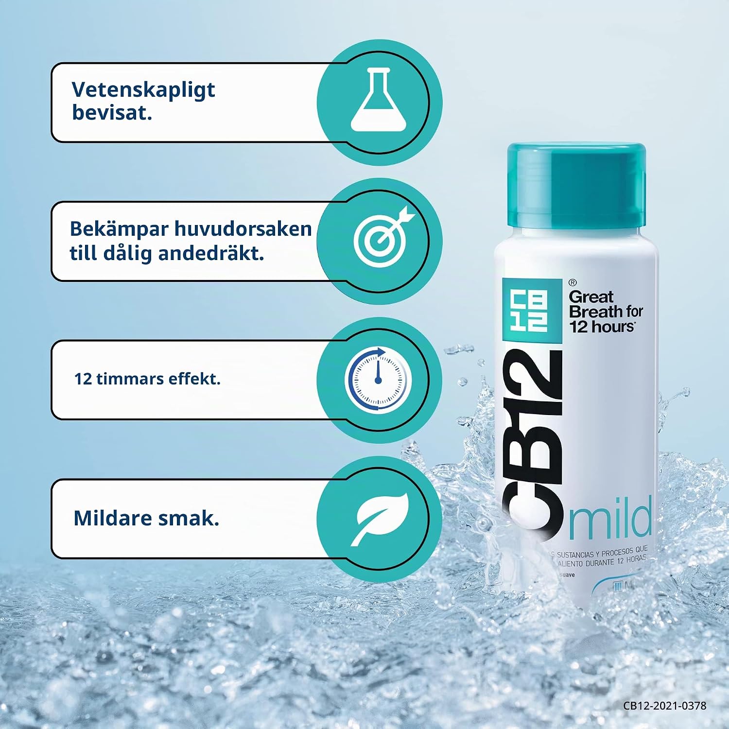 Detalle de CB12 Mild mint munskölj, flytande med mintsmak, 250 ml