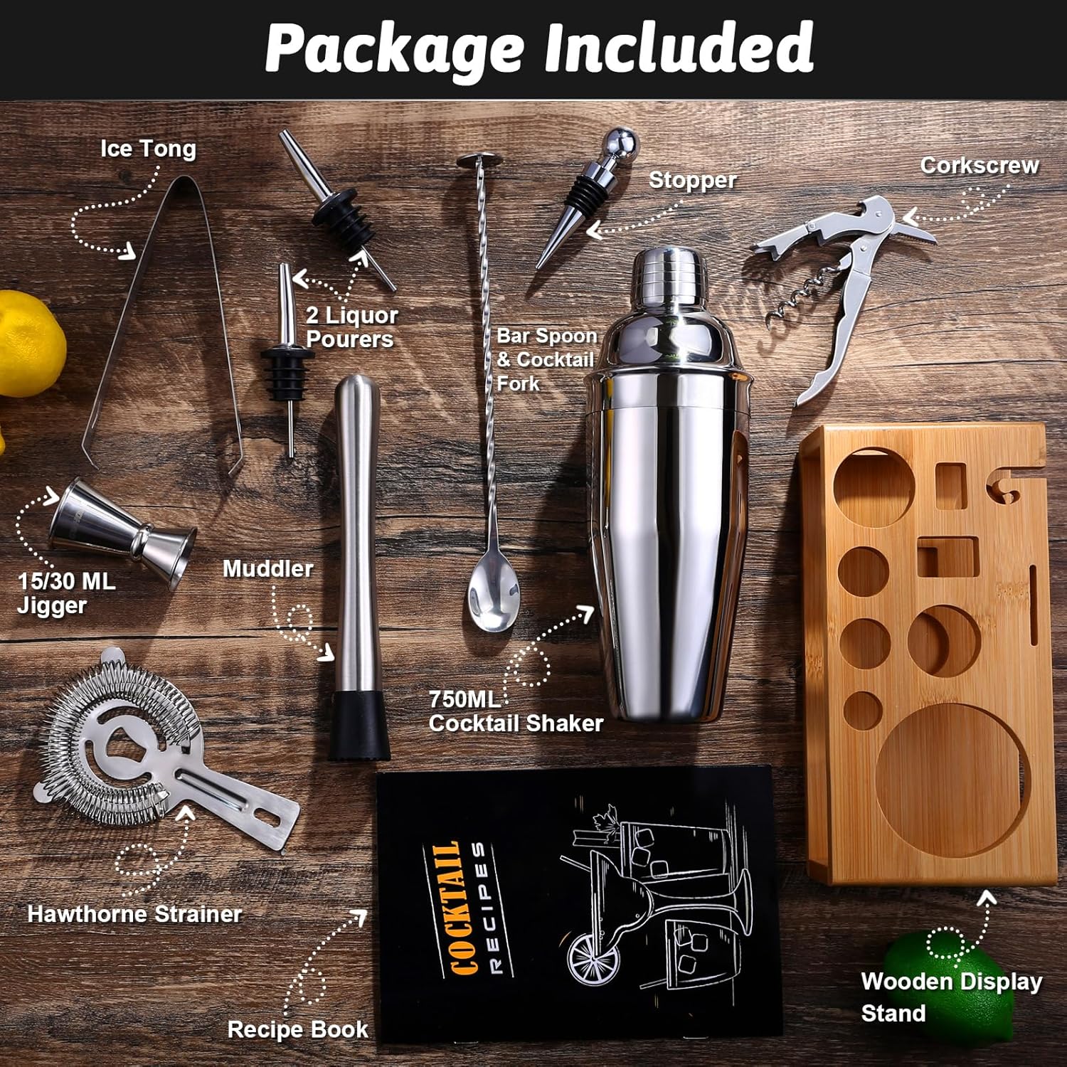 Detalle 1 de GWHOLE Cocktail Shaker 720ML set 🍸