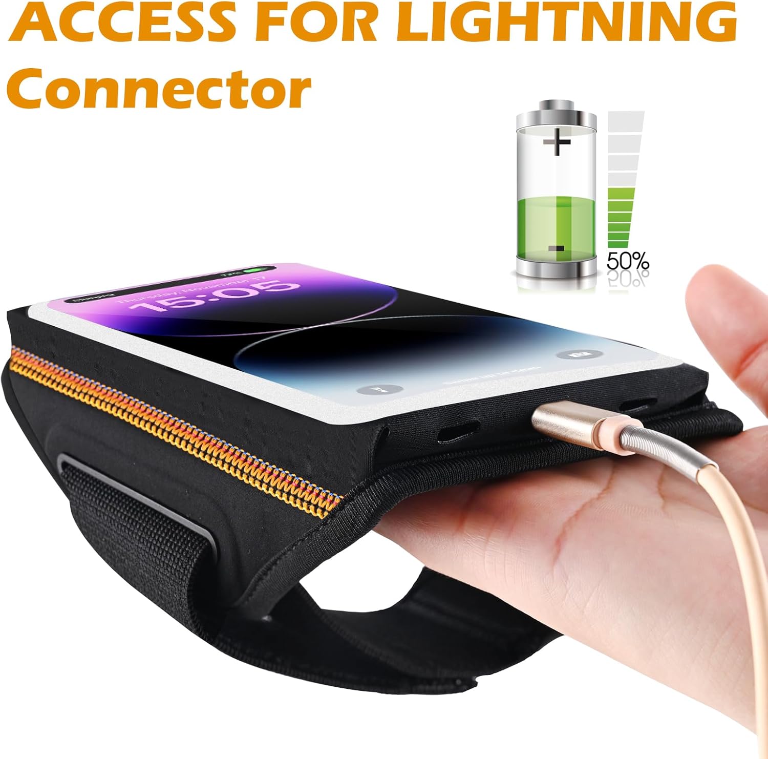 Thumbnail 6 de Fascia da braccio sportiva con borsa auricolari e porta cellulare per smartphone fino a 6,9