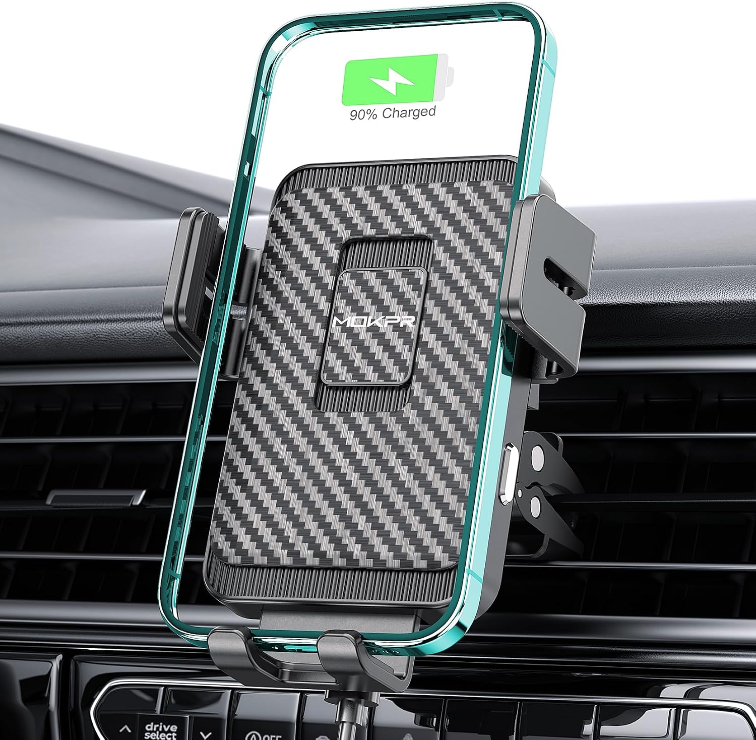 MOKPR 15W Support Téléphone Voiture Induction – Chargeur sans fil auto-ouverte et support pivotant
