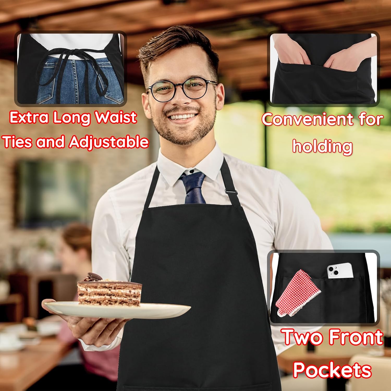 Thumbnail 4 de Chef Aprons 4 Pack Waterproof Apron with 2 Pockets 🧑