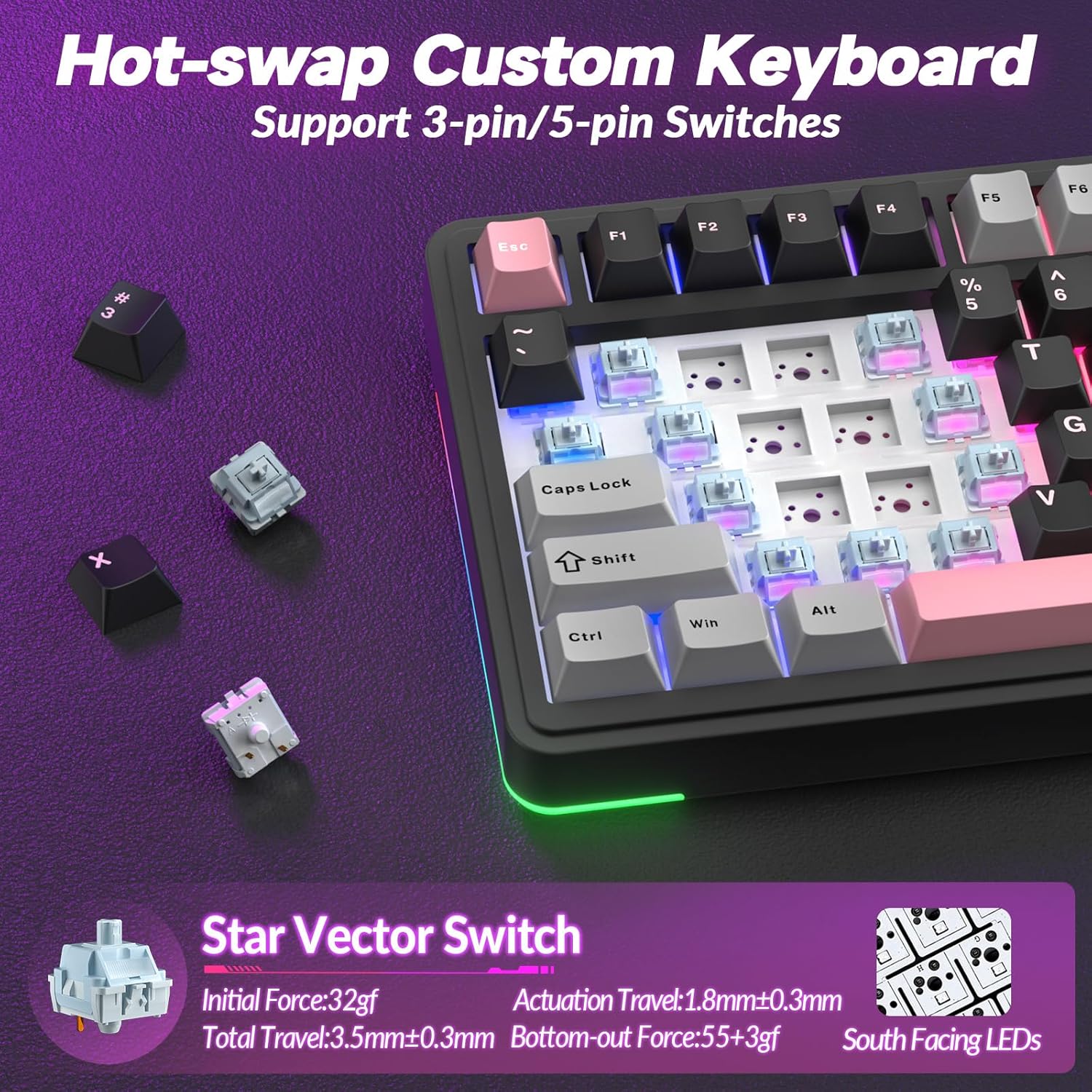 Thumbnail 5 de AULA S75 Pro Gaming Tastatur 75% – Vielseitige kabellose Mechanik mit Display, Hot-Swap und RGB