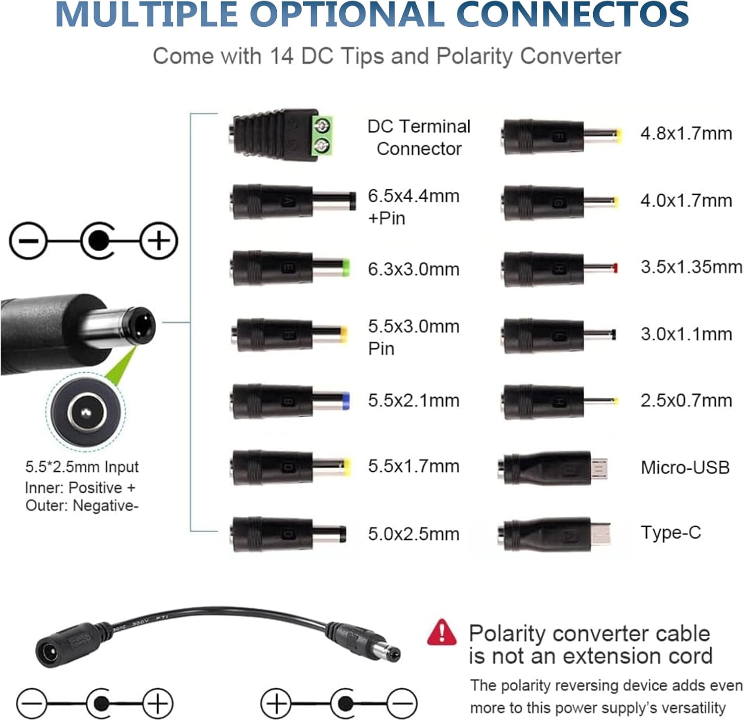 Thumbnail 4 de 3V-24V 6A 144W Einstellbares Netzteil Universal Netzteiladapter mit 14 Spitzen – AC 100–240V