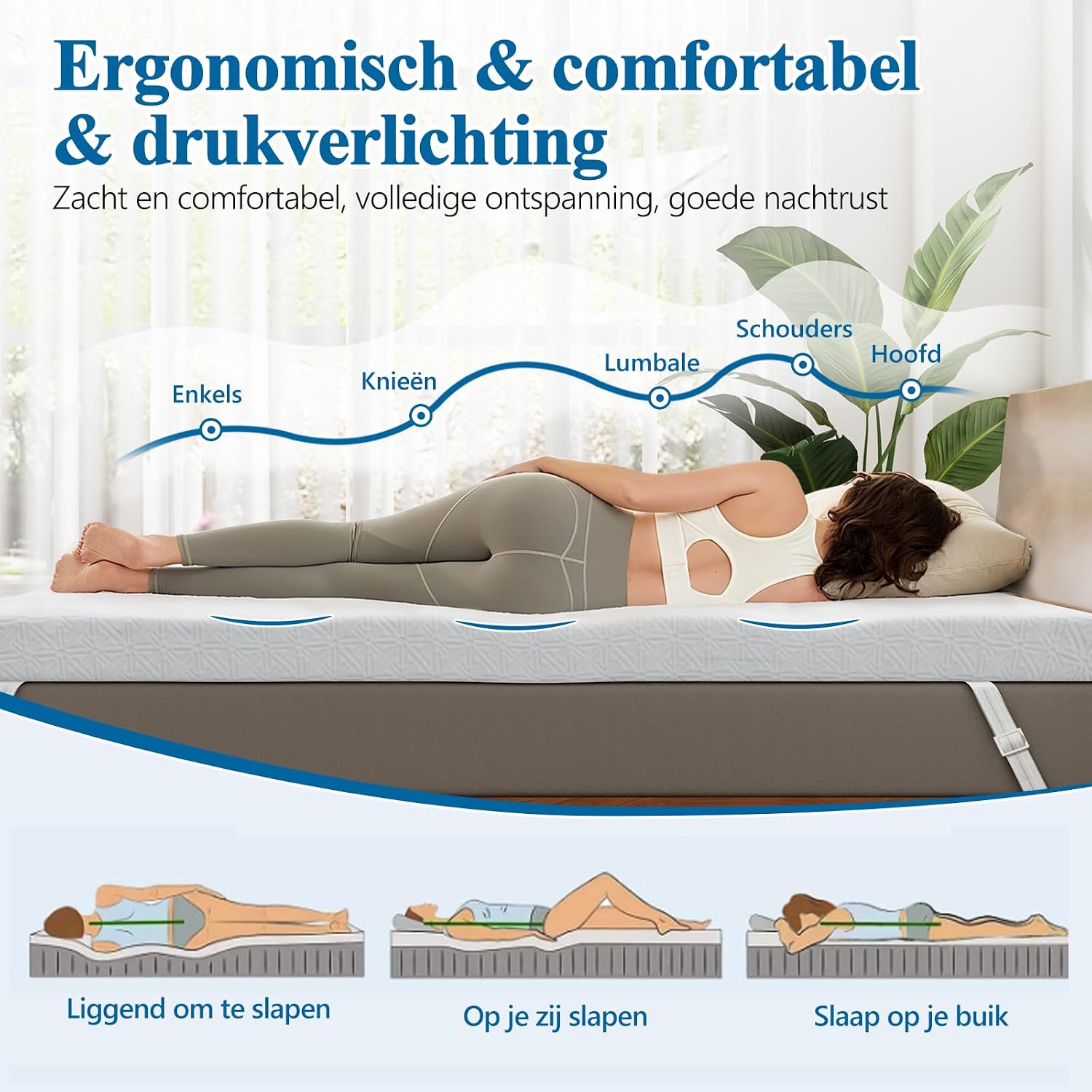 Detalle 2 de Bednew TP01 matrastopper 160 x 200 cm, 8 cm met gelgeheugenschuim